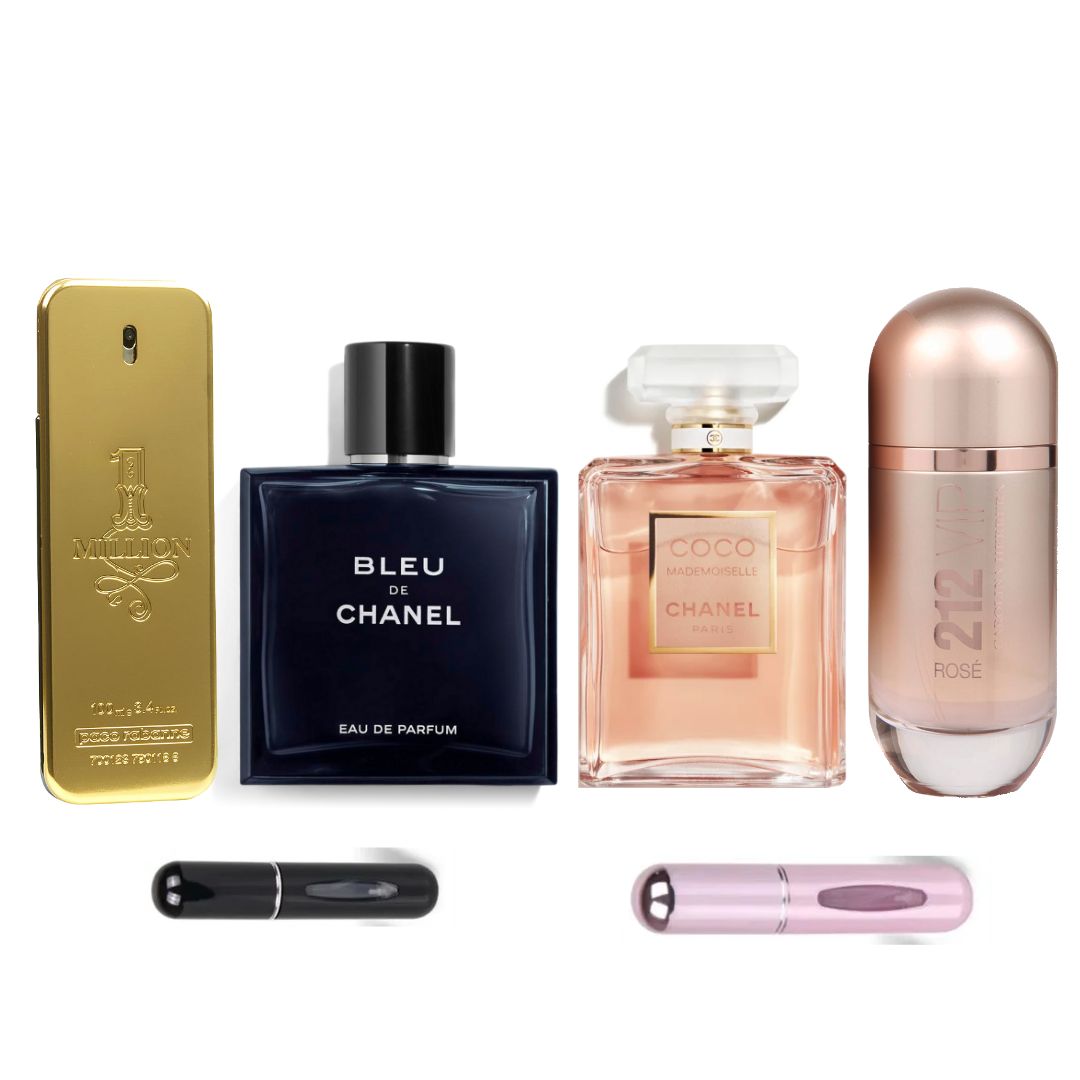 COMBO PERFUMES ONE MILLION + BLEU DE CHANEL + CHANEL MADEMOISELLE+212 ROSÉ + 2 PERFUMEROS GRÁTIS