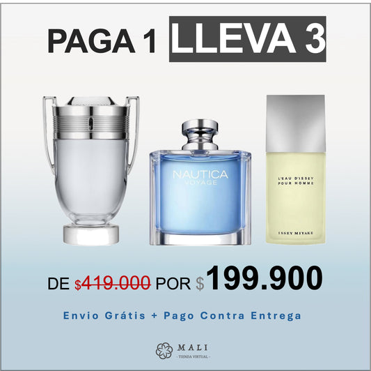 COMBO PERFUMES LUJO ISSEY MEN + INVICTUS + NAUTICA + PERFUMERO GRÁTIS