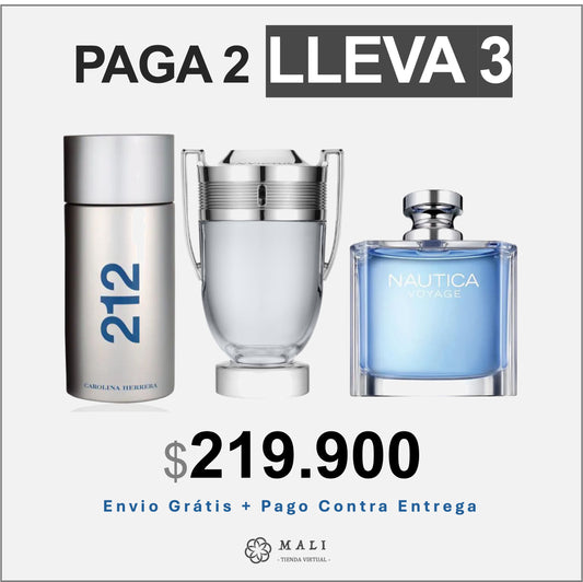 COMBO PERFUMES 212 MEN + INVICTUS + NAUTICA VOYAGE + PERFUMERO