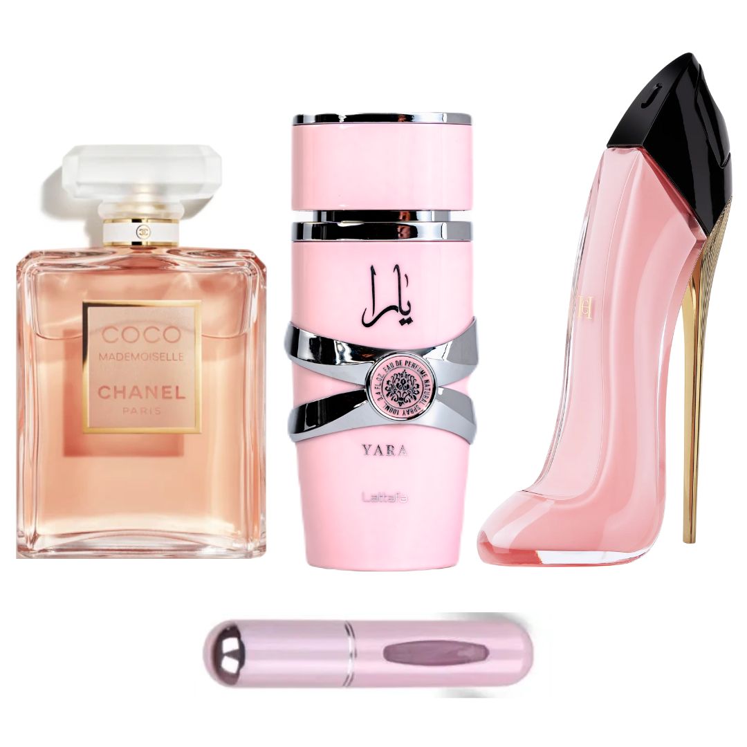 KIT 3 PERFUMES COCO CHANEL + GOOD GIRL BLUSH + YARA + PERFUMERO