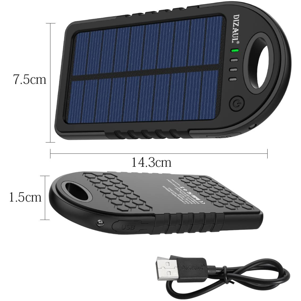 Batería Externa Solar Portátil Power Bank 8000mah 2usb